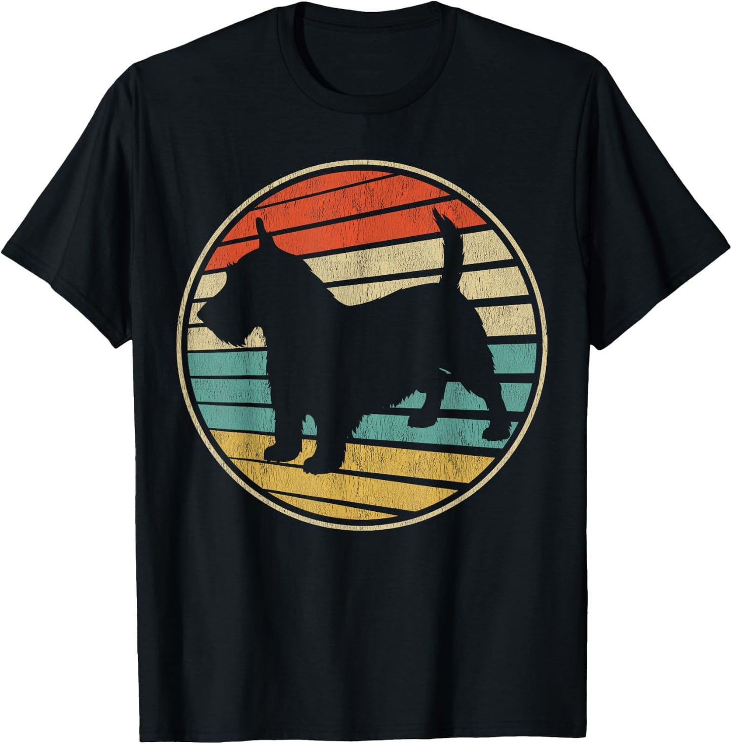 Cute Scottish Terrier Gift Retro Vintage 70s 80s Scottie Dog Men Women Kids T-Shirt - T-Shirt | Black