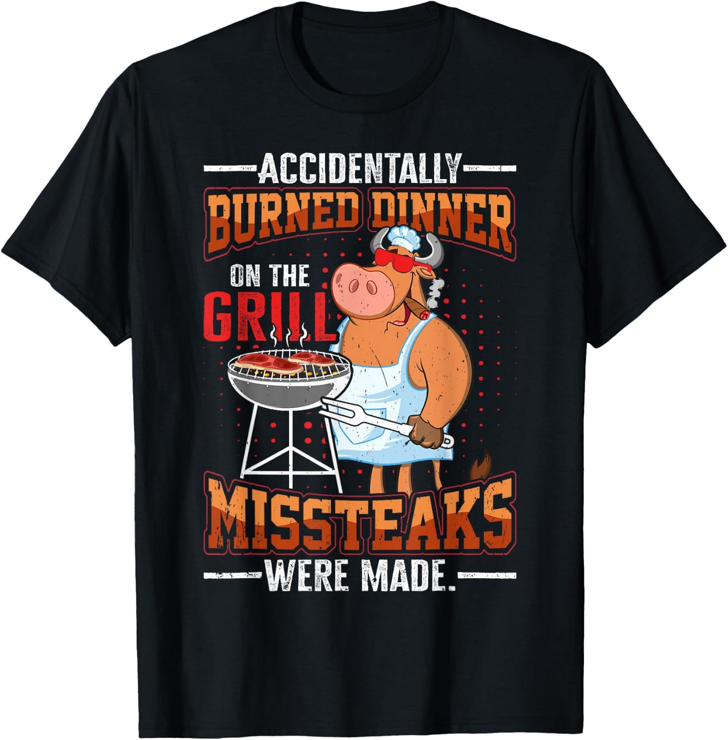 Funny summer vacation BBQ grill master steaks dad joke Men Women Kids T-Shirt - T-Shirt | Black