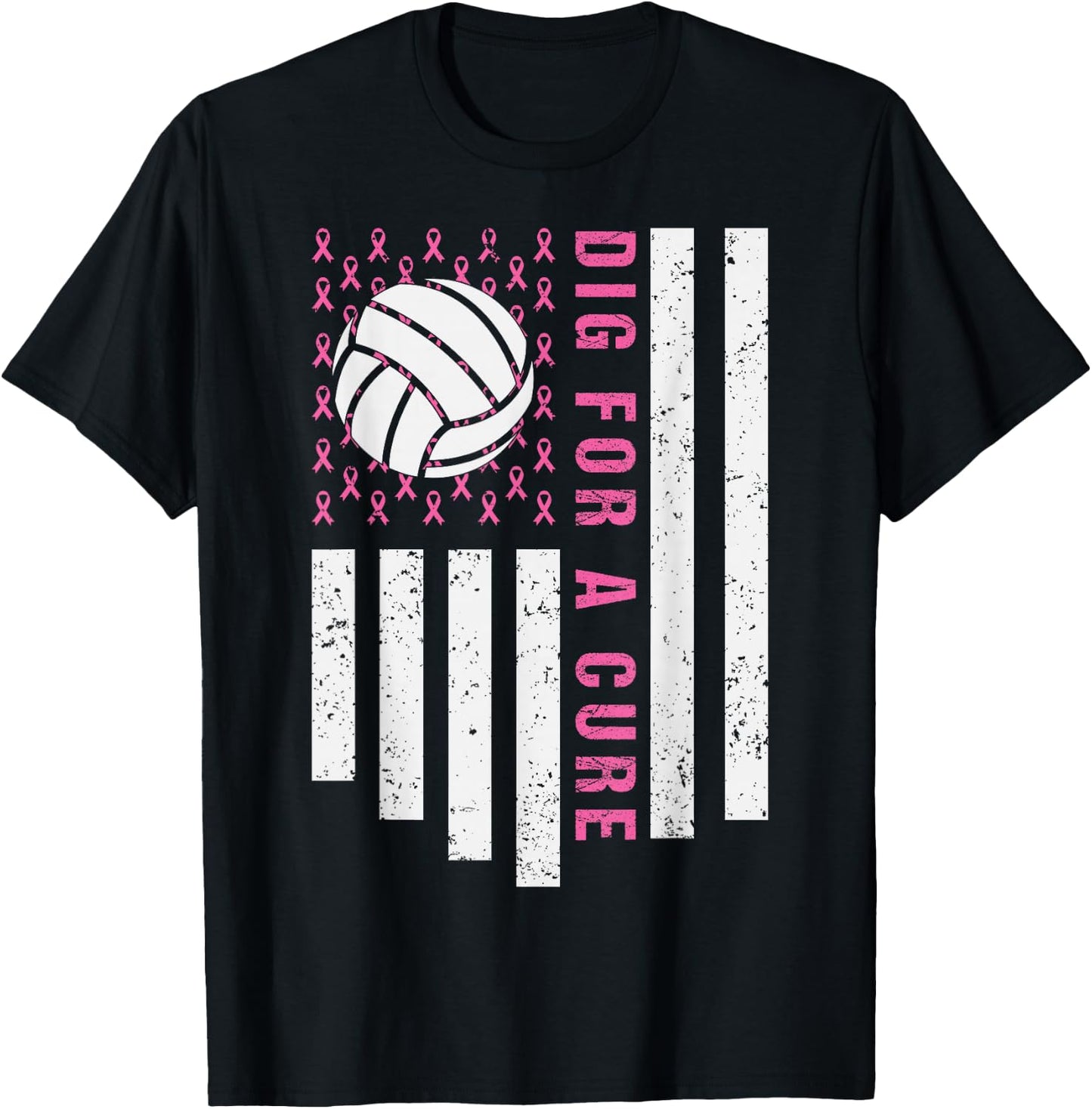 Dig For A Cure Breast Cancer Awareness Volleyball Pink Out T-Shirt - T-Shirt | Black