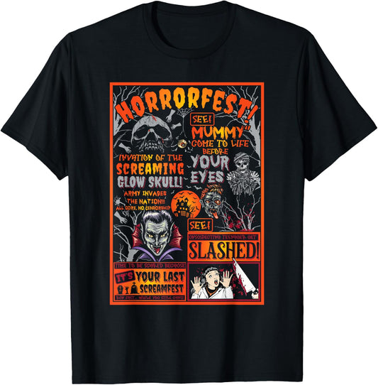 Horrorfest Horror Movie Poster Halloween Costume Vintage T-Shirt - T-Shirt | Black