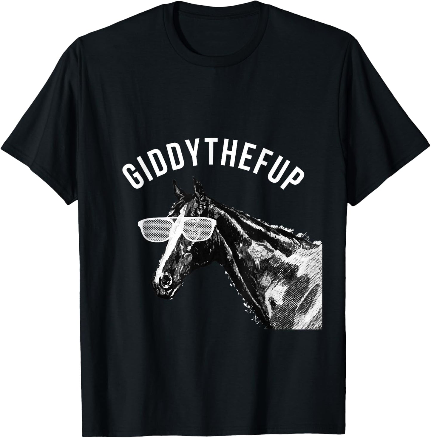 Funny Race Horse Shirt Giddy the F Up T-Shirt - T-Shirt | Black