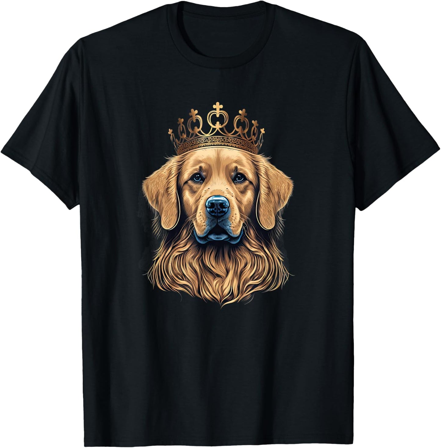 Funny Golden Retriever with a Golden Crown T-Shirt - T-Shirt | Black