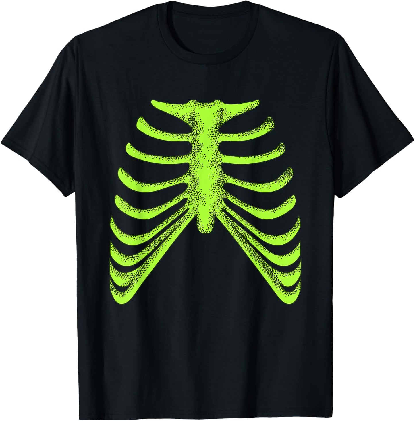 Green Ribcage Skeleton Green Color Graphic T-Shirt - T-Shirt | Black
