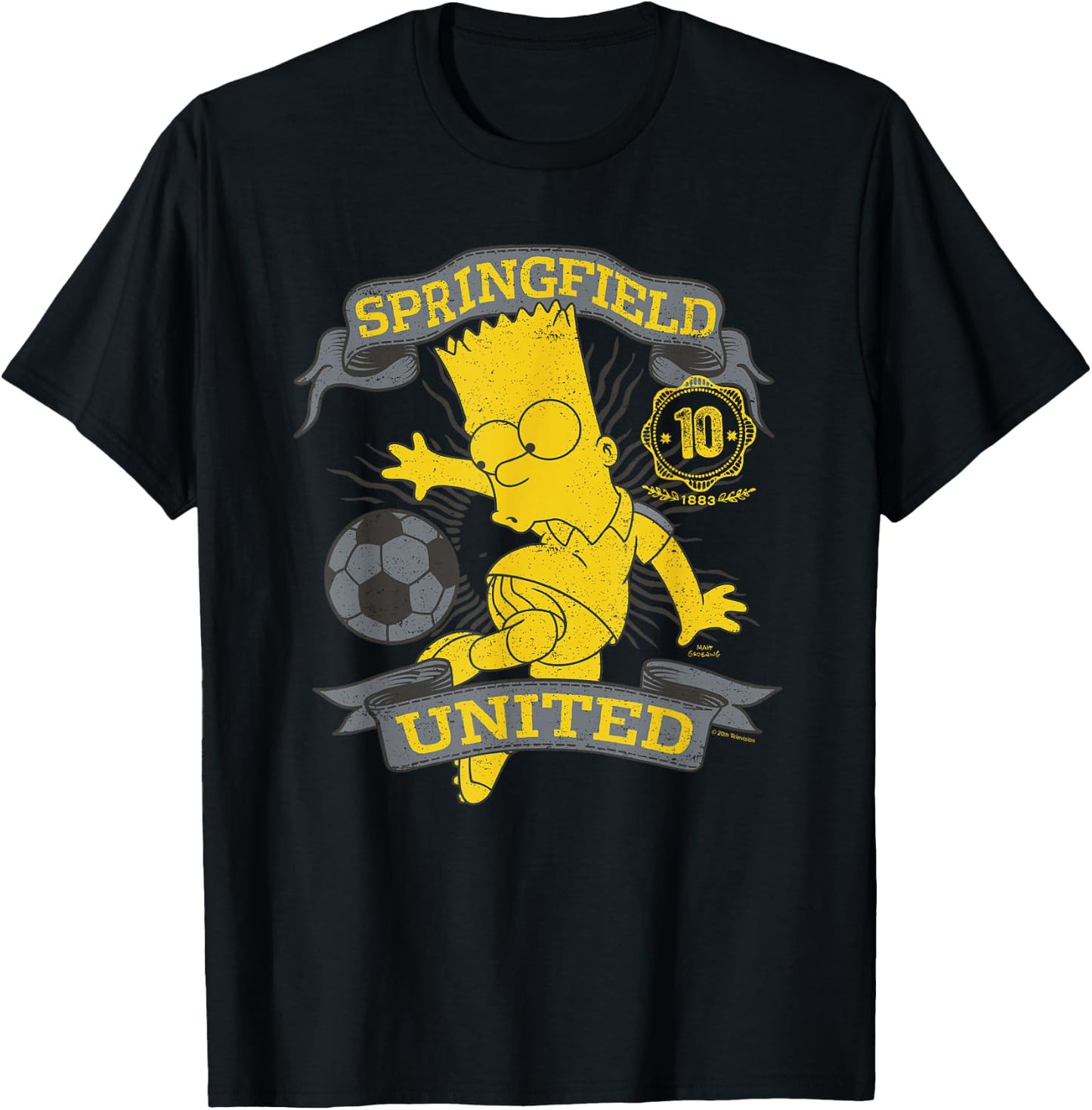 The Simpsons Soccer Bart Simpson Springfield United T-Shirt - T-Shirt | Black
