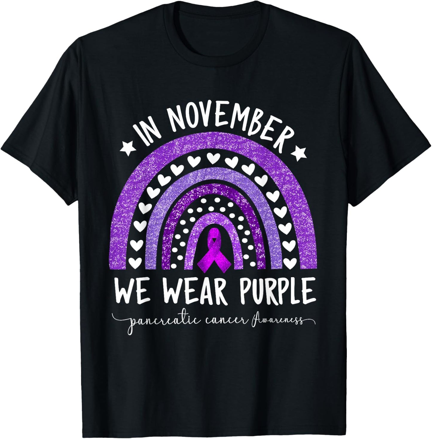 Rainbow November We Wear Purple Pancreatic Cancer Awareness T-Shirt - T-Shirt | Black