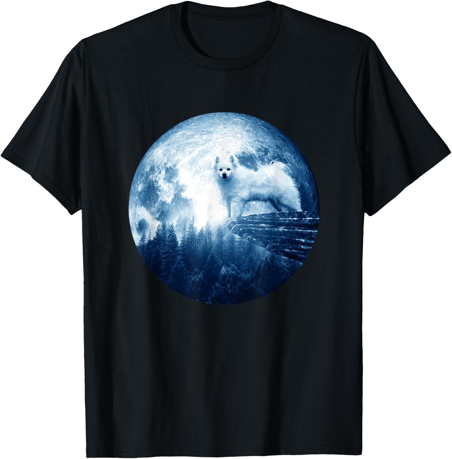 American Eskimo Dog Moon Dog Mom Dad Women Men Dog Lovers T-Shirt - T-Shirt | Black