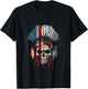 American Native Headdress USA Flag Indian Skull Women Men T-Shirt - T-Shirt | Black
