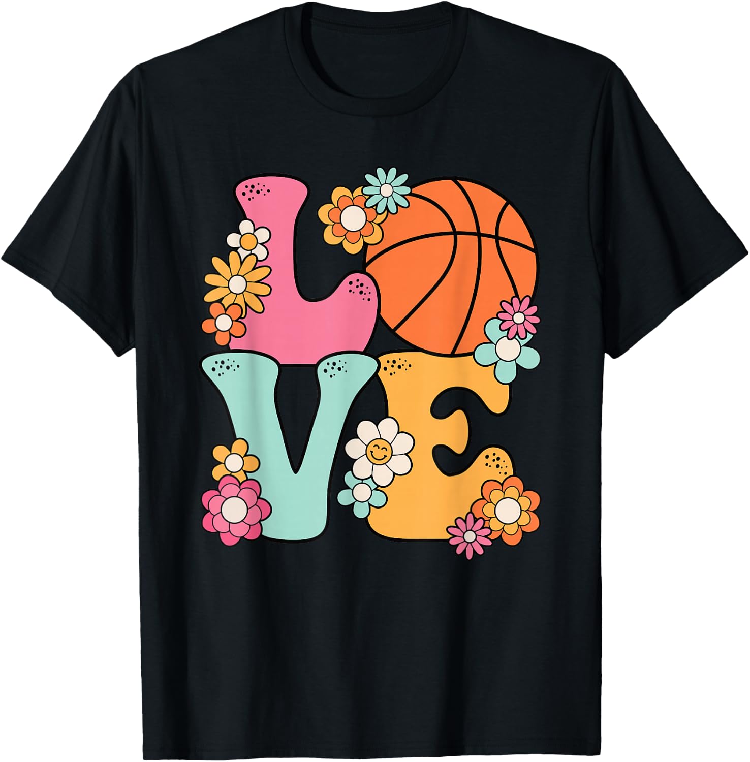 Basketball Love Cute Basketball Lover Women Teens Girls T-Shirt - T-Shirt | Black