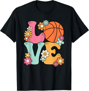 Basketball Love Cute Basketball Lover Women Teens Girls T-Shirt - T-Shirt | Black