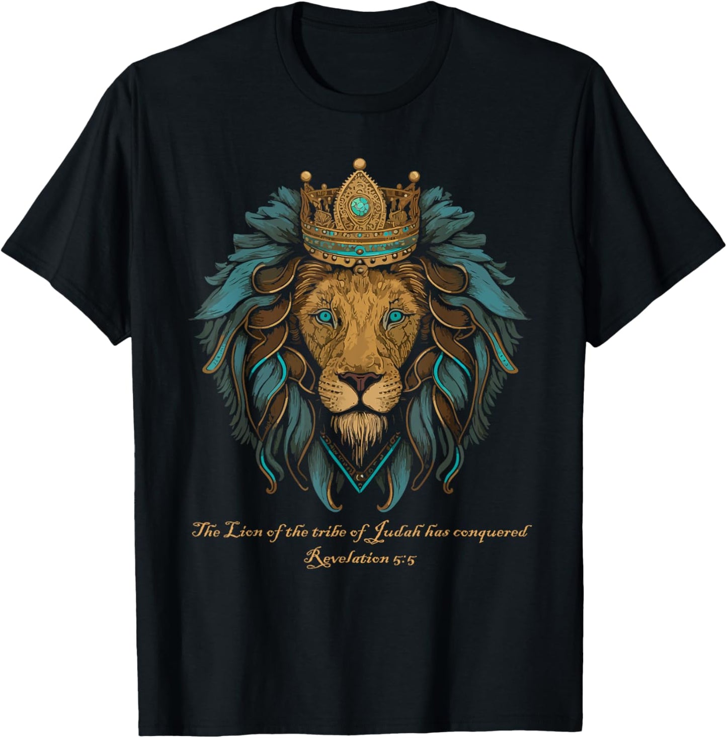 Lion of Judah Jesus Revelation Bible Verse Christian T-Shirt - T-Shirt | Black