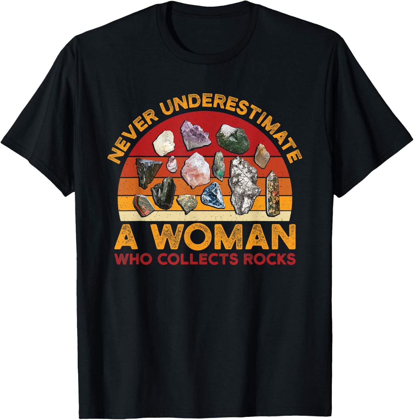 Collecting Rocks Retro Women Woman Who Collects Rocks T-Shirt - T-Shirt | Black