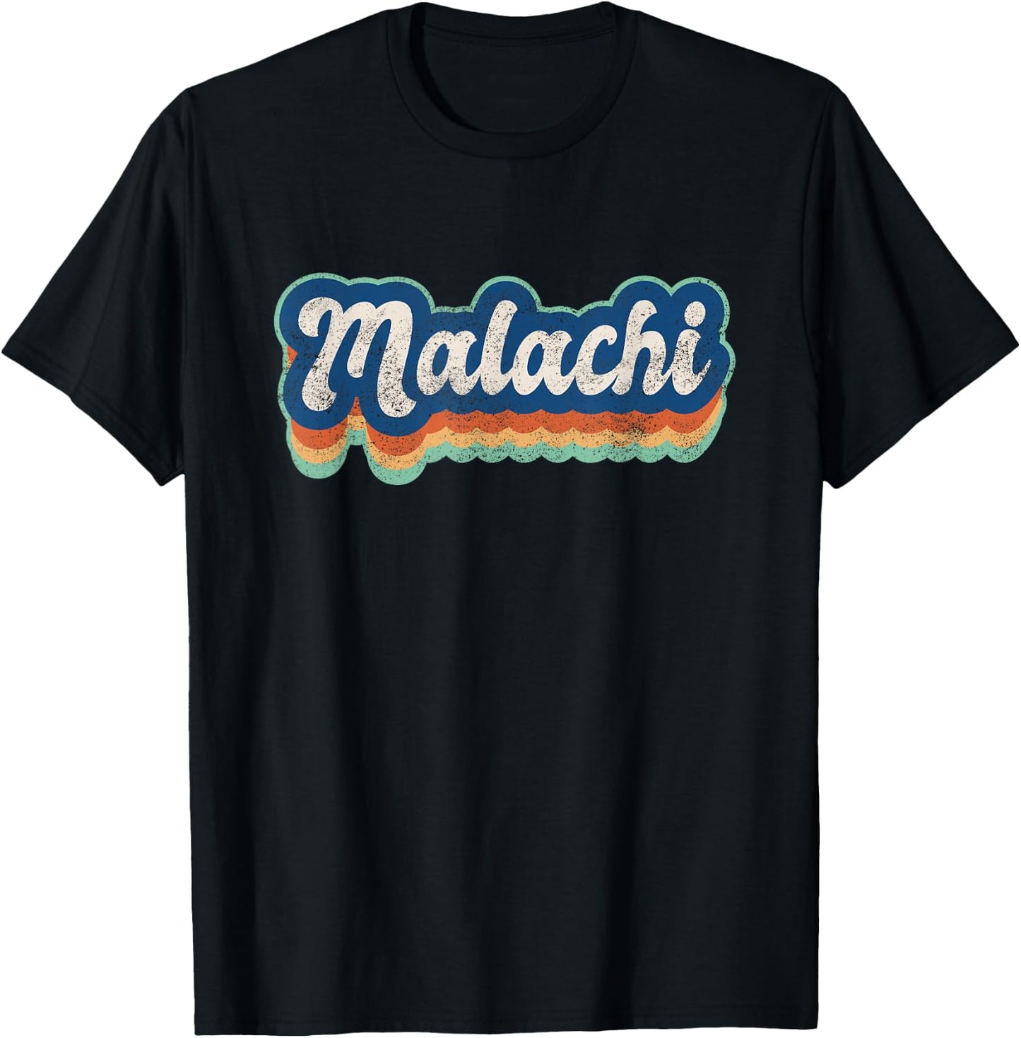 Malachi First Name Boy Vintage Style 70s 80s Personalized T-Shirt - T-Shirt | Black