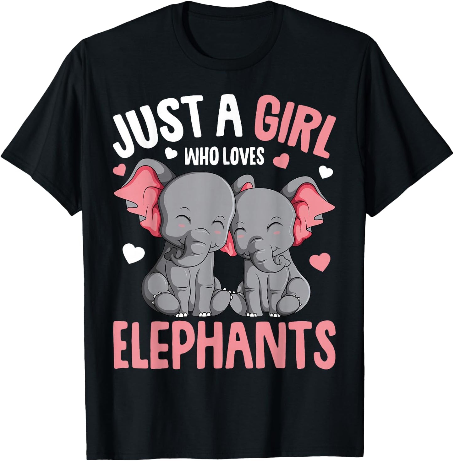 Just a Girl who Loves Elephants Kids Girls Elephant Lover T-Shirt - T-Shirt | Black