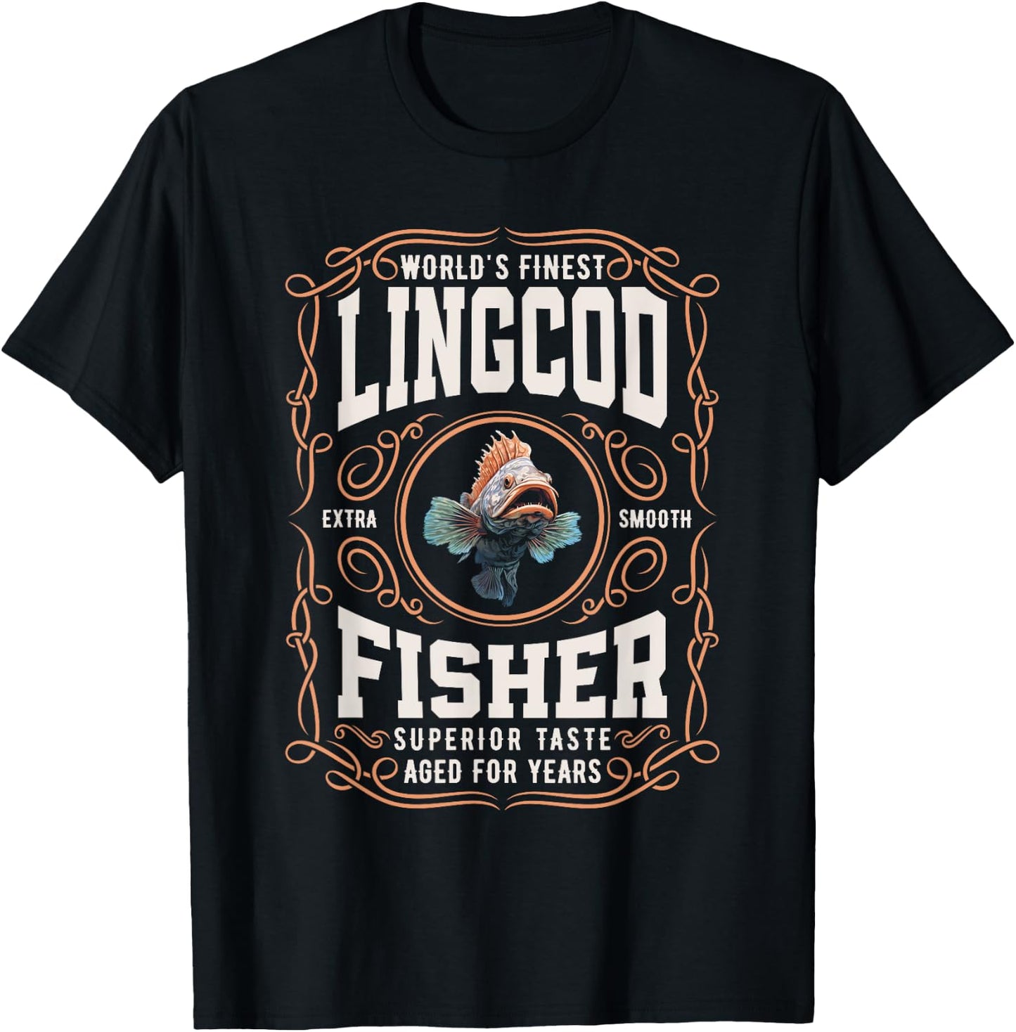 Worlds Finest Lingcod Fisher, Funny Lingcod Fishing T-Shirt - T-Shirt | Black