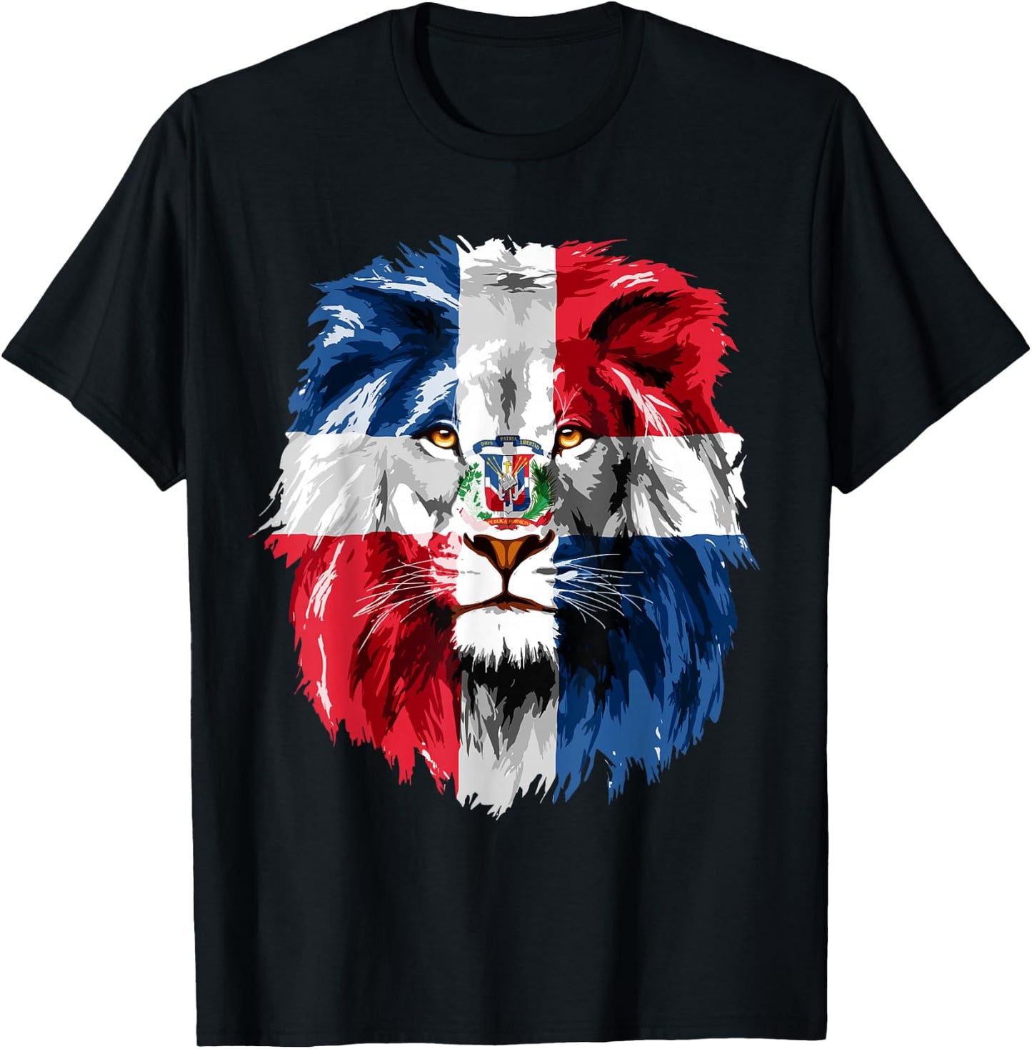 Dominican Republic Flag Lion Face Flag of The Dominican T-Shirt - T-Shirt | Black