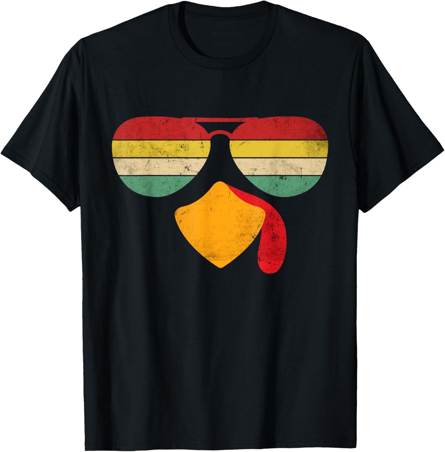 Vintage Turkey Face Thanksgiving Sunglasses Costume Boy Girl T-Shirt - T-Shirt | Black