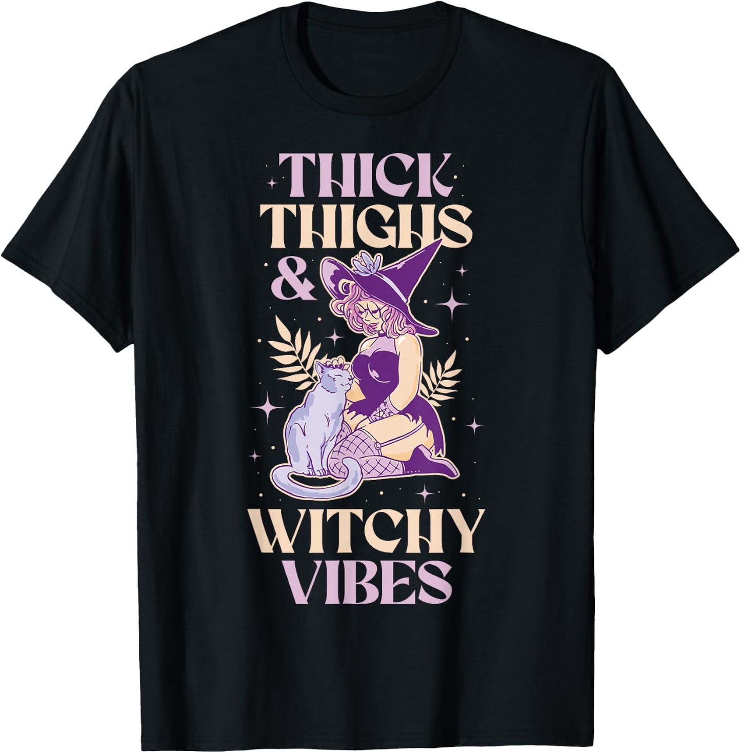Funny Thick Thighs And Witchy Vibes T-Shirt - T-Shirt | Black