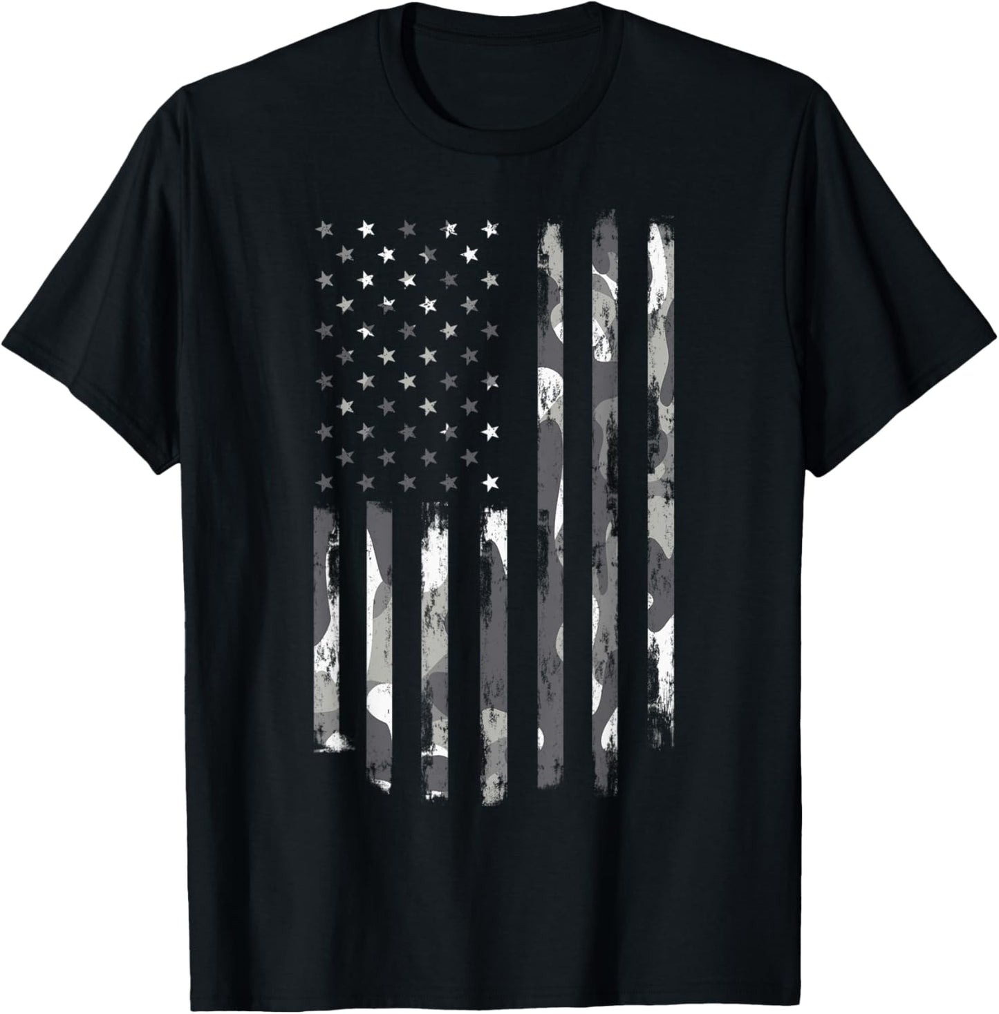 Camo American Flag USA Camouflage Men Boys Women Girls Kids T-Shirt - T-Shirt | Black