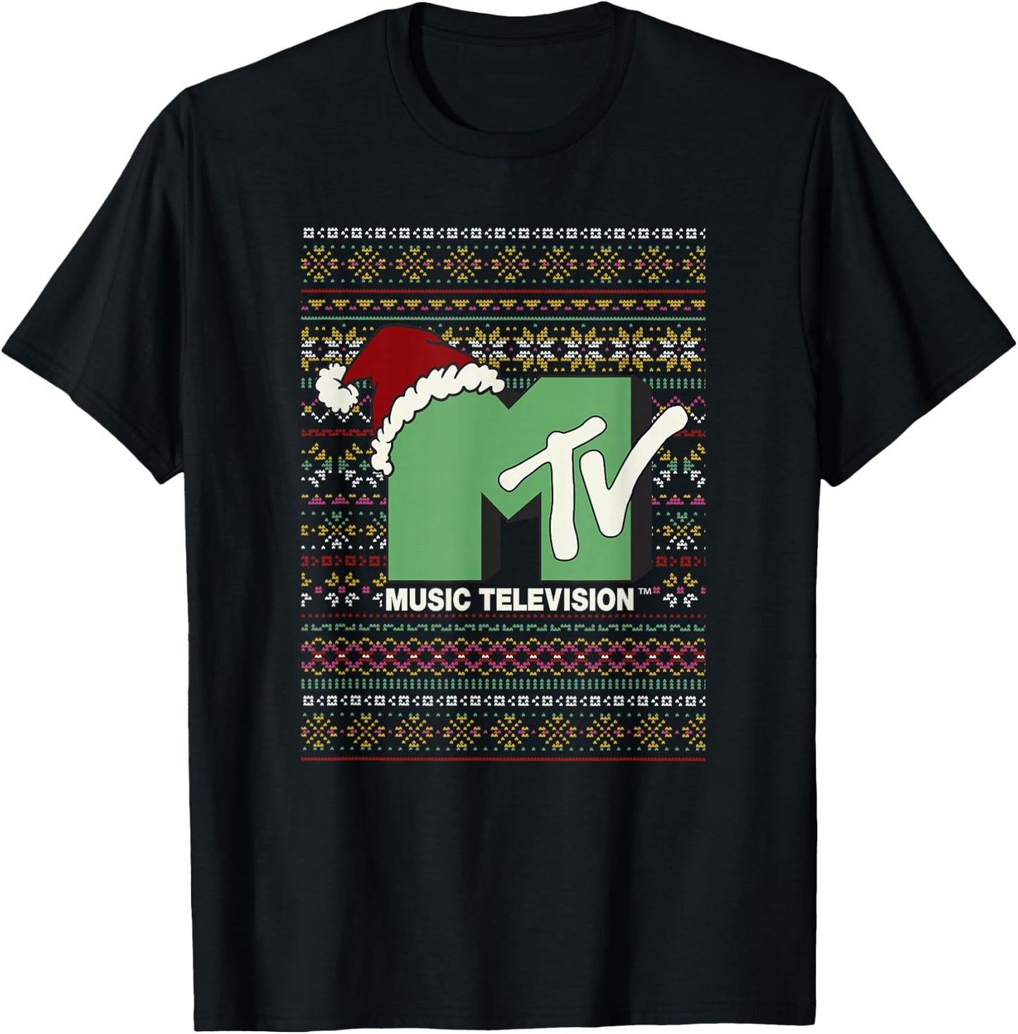 MTV Christmas Ugly Sweater Logo T-Shirt - T-Shirt | Black