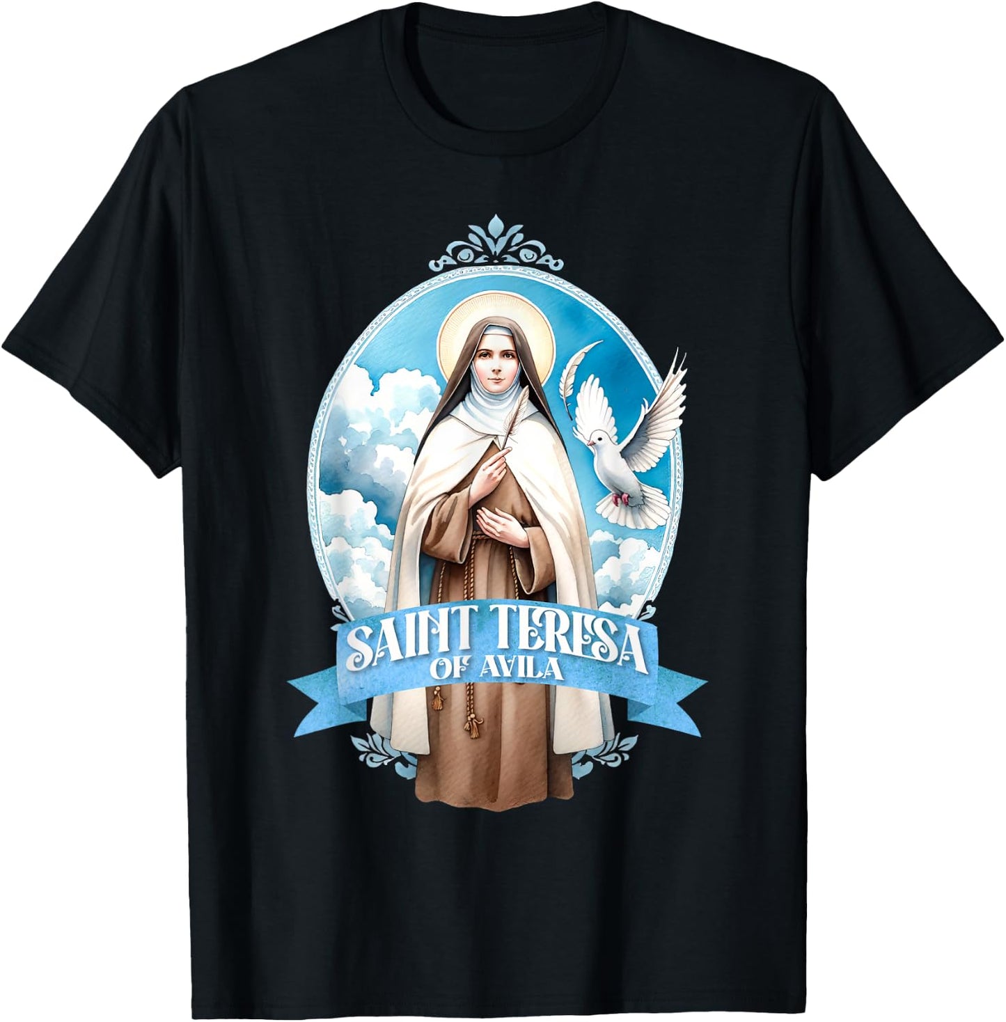 St Teresa of Avila Interior Castle Catholic Patron Saint T-Shirt - T-Shirt | Black