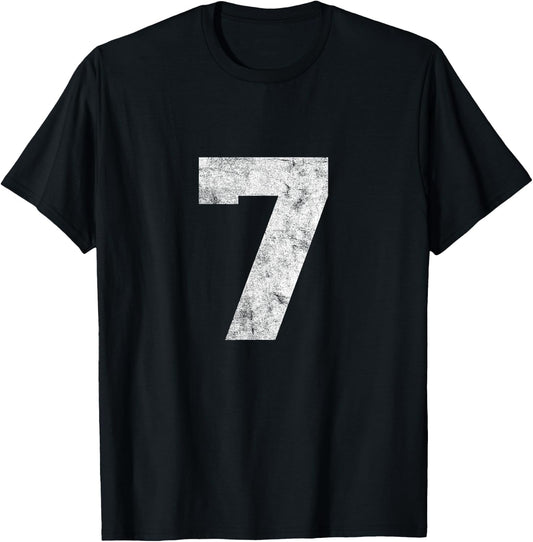 Vintage Lucky Number 7 Birthday Sports Player Team Athlete T-Shirt - T-Shirt | Black