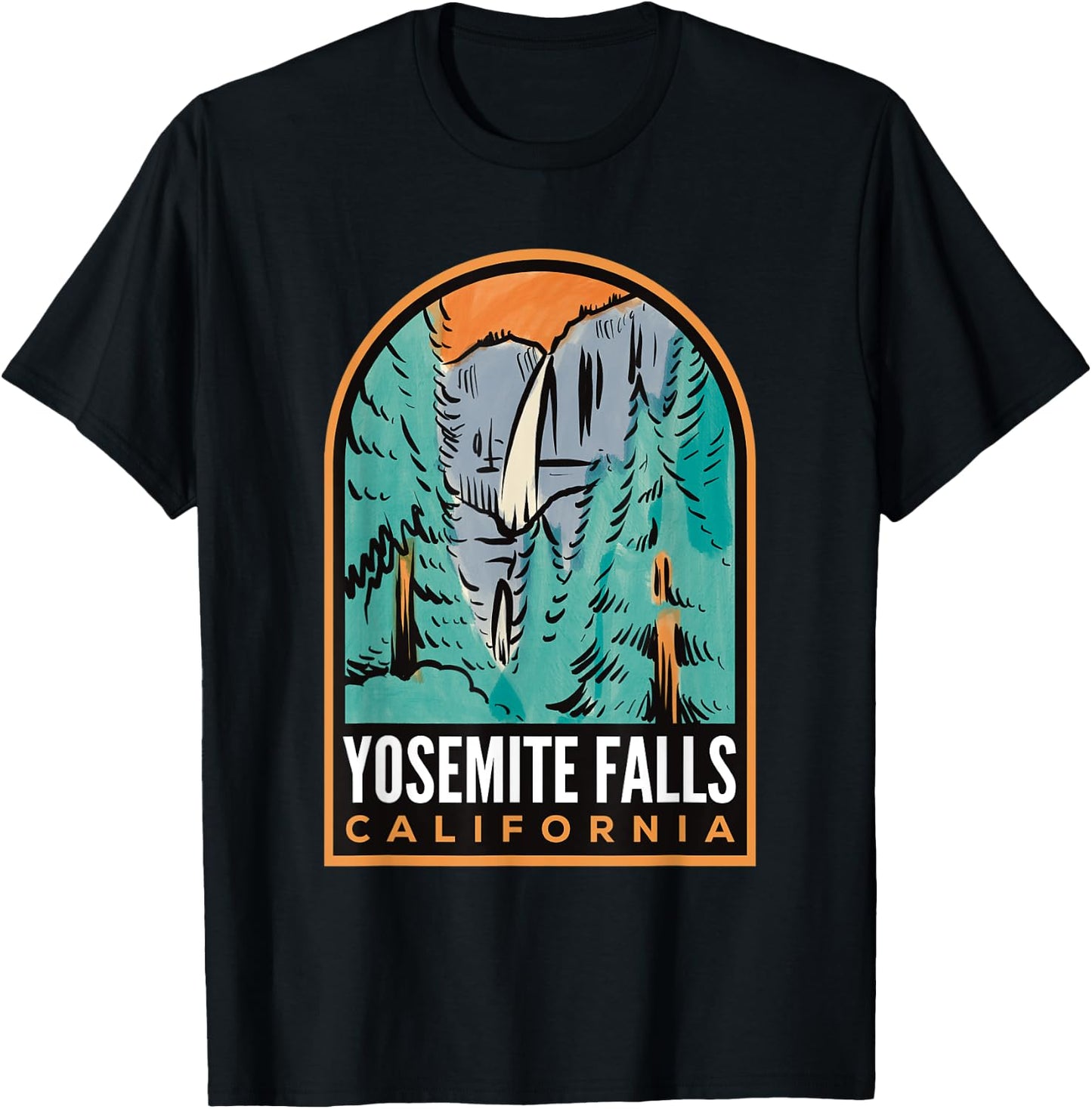 Yosemite Falls National Park Valley Waterfall T-Shirt - T-Shirt | Black