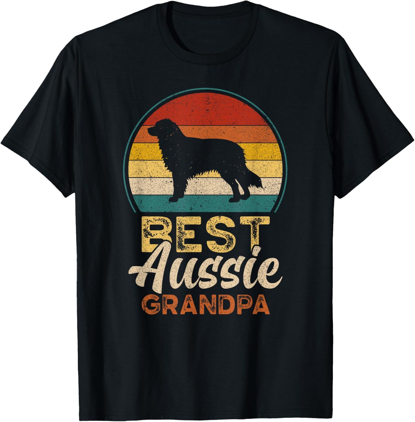 Best Aussie Grandpa, Father's Day, Australian Shepherd T-Shirt - T-Shirt | Black