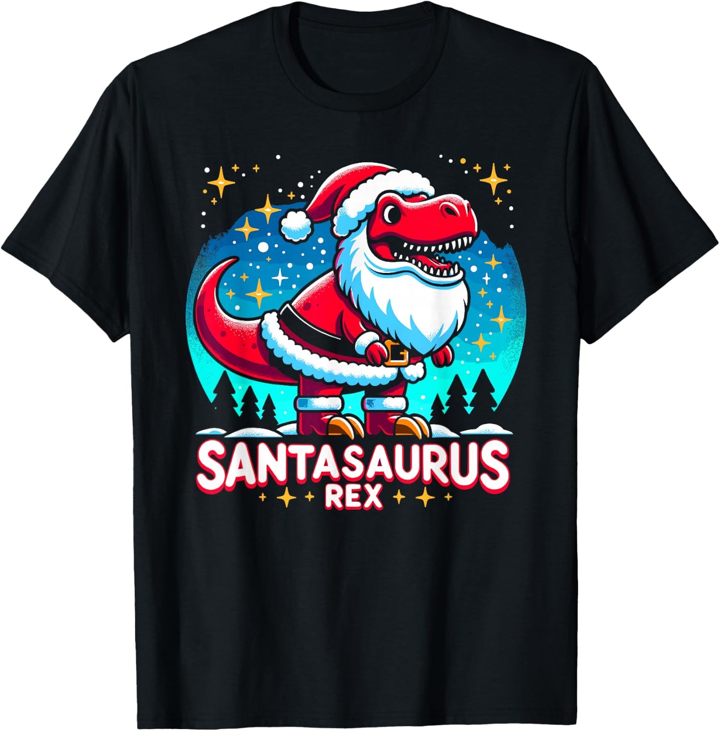 Dear Santasaurus Rex Christmas Dinosaur Presents for Adults T-Shirt - T-Shirt | Black