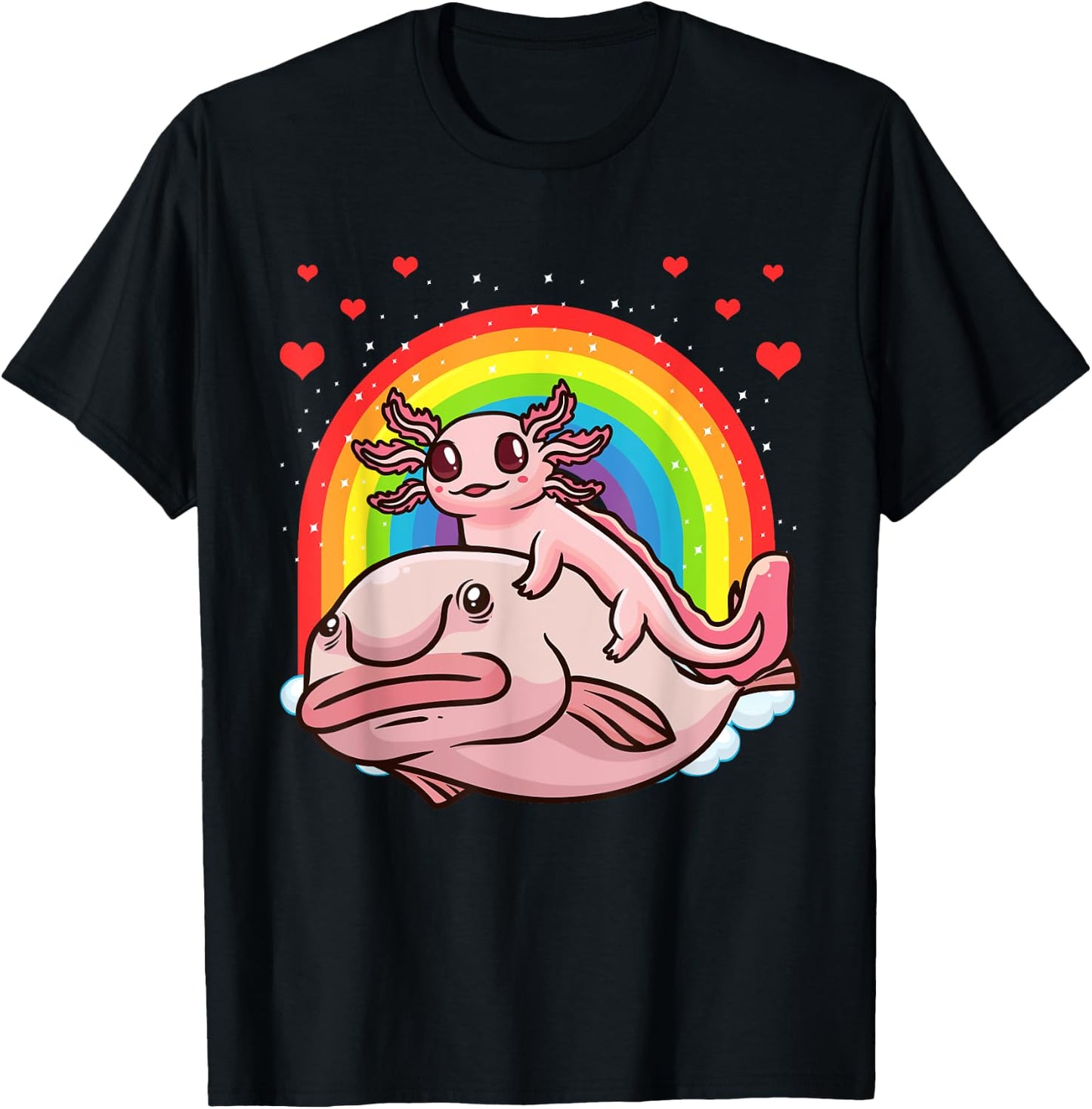 Axolotl Kawaii Blobfish T-Shirt - T-Shirt | Black