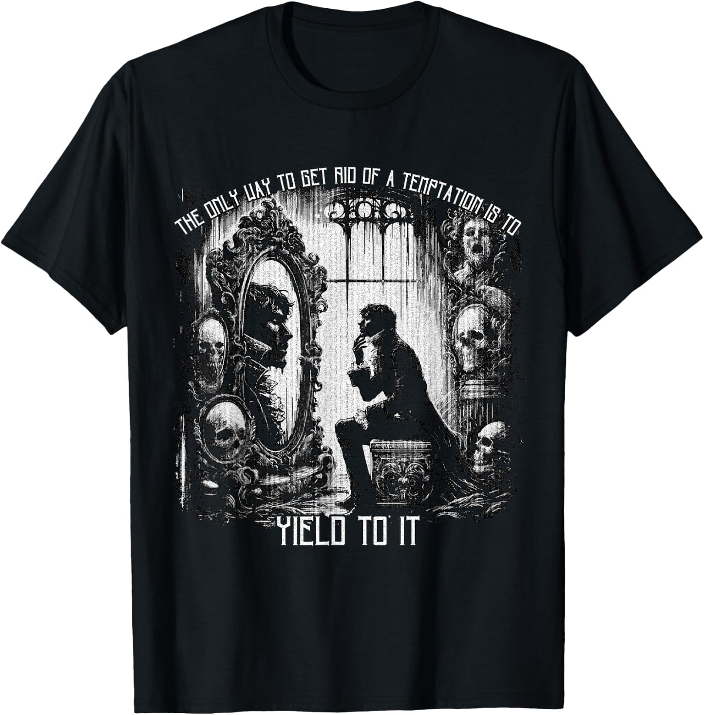 Oscar Wilde Dorian Gray Quote Yield Temptation Dark Academia T-Shirt - T-Shirt | Black