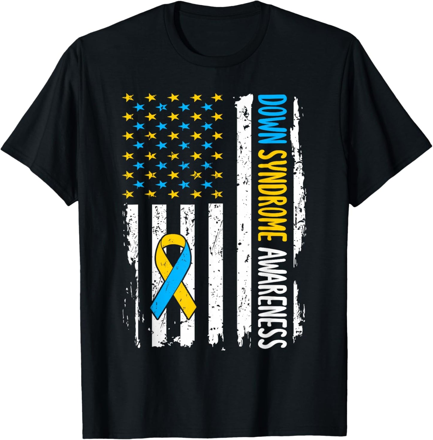 Down Syndrome Awareness American Flag T21 Down Syndrome T-Shirt - T-Shirt | Black