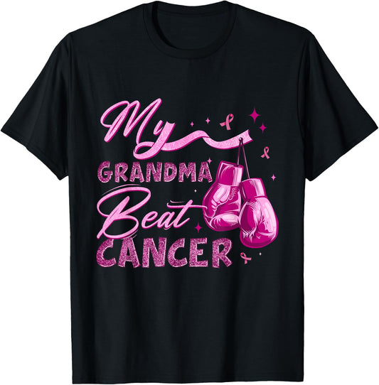 My Grandma Beat Cancer Breast Cancer Awareness Support Squad T-Shirt - T-Shirt | Black