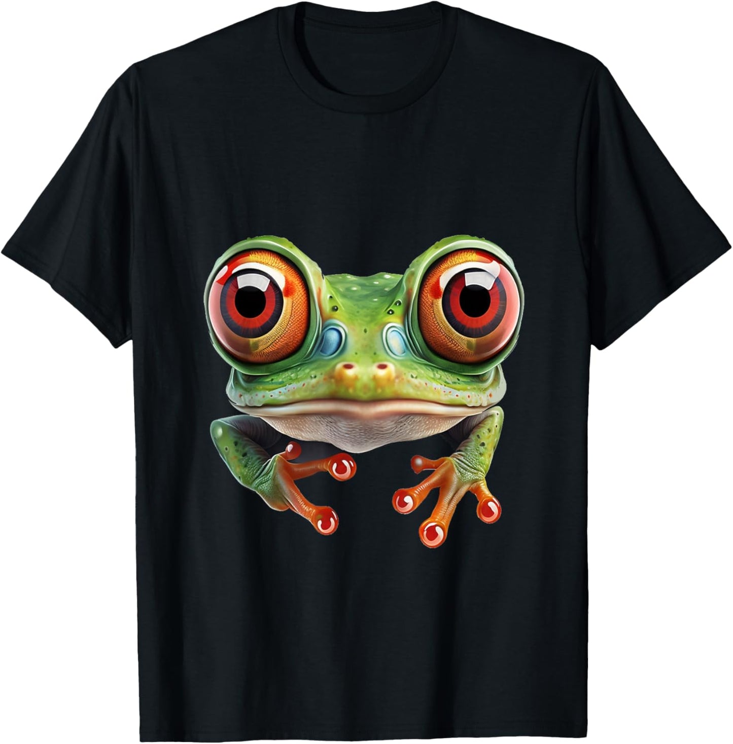 Green Body Tree Frog Red Eyed Tree Frog Rainforest Amphibian T-Shirt - T-Shirt | Black