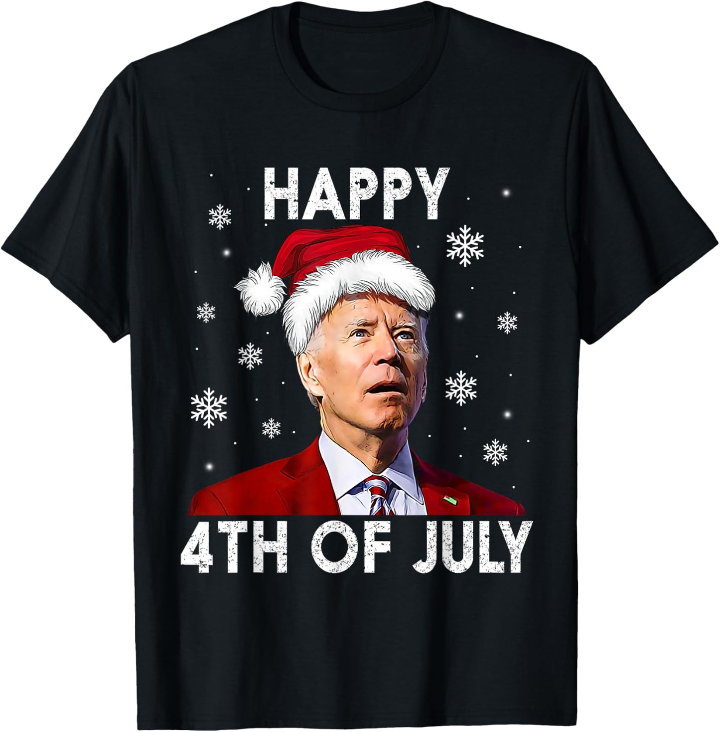 Funny Happy 4th of July Joe Biden Costume Santa shirt T-Shirt - T-Shirt | Black