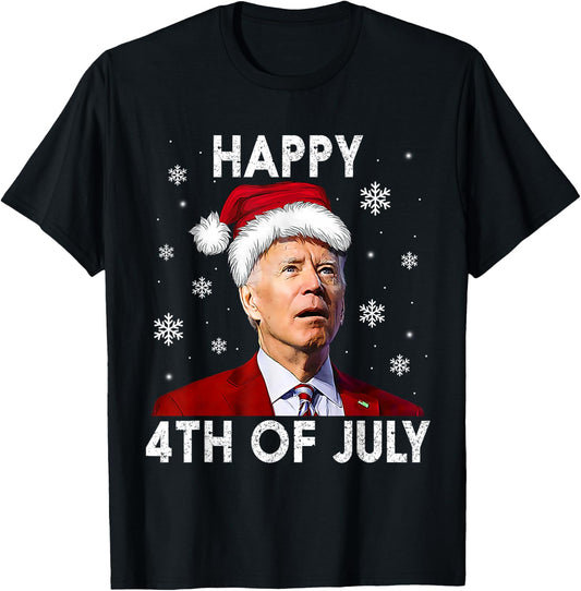 Funny Happy 4th of July Joe Biden Costume Santa shirt T-Shirt - T-Shirt | Black