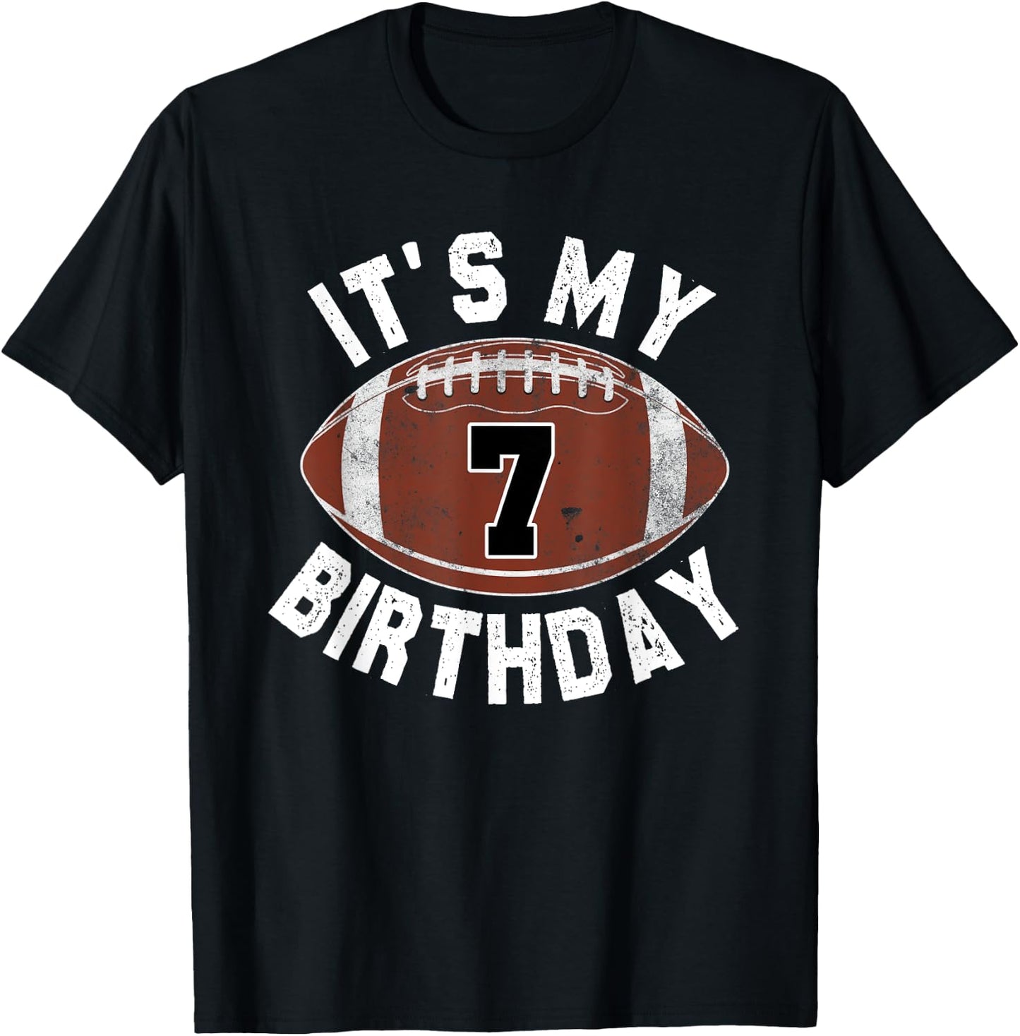 It's My 7th Birthday Boy 7 Year Old Football Player Kids T-Shirt - T-Shirt | Black