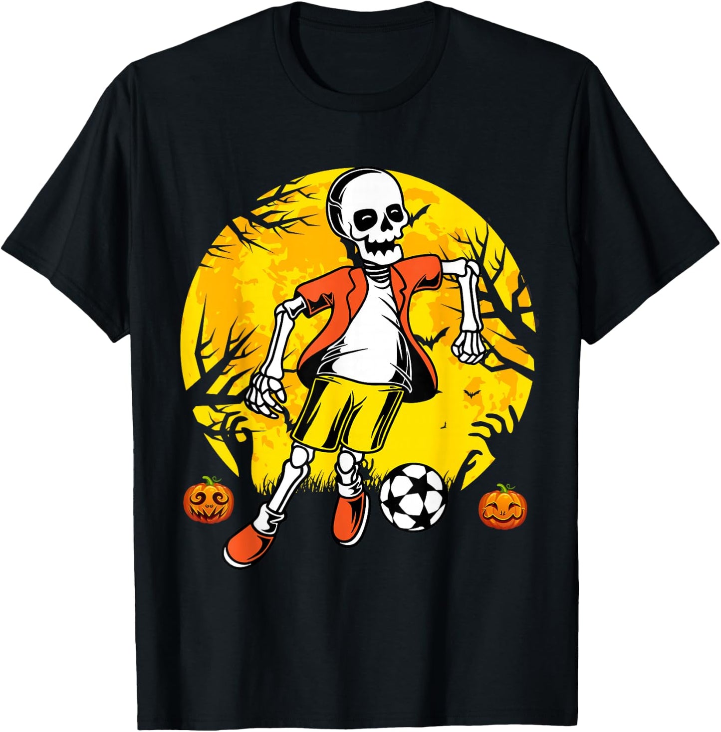 Soccer Halloween Skeleton Funny Football Halloween Soccer T-Shirt - T-Shirt | Black
