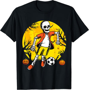Soccer Halloween Skeleton Funny Football Halloween Soccer T-Shirt - T-Shirt | Black