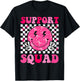 Support Squad Breast Cancer Awareness Pink Ribbon Smile Face T-Shirt - T-Shirt | Black
