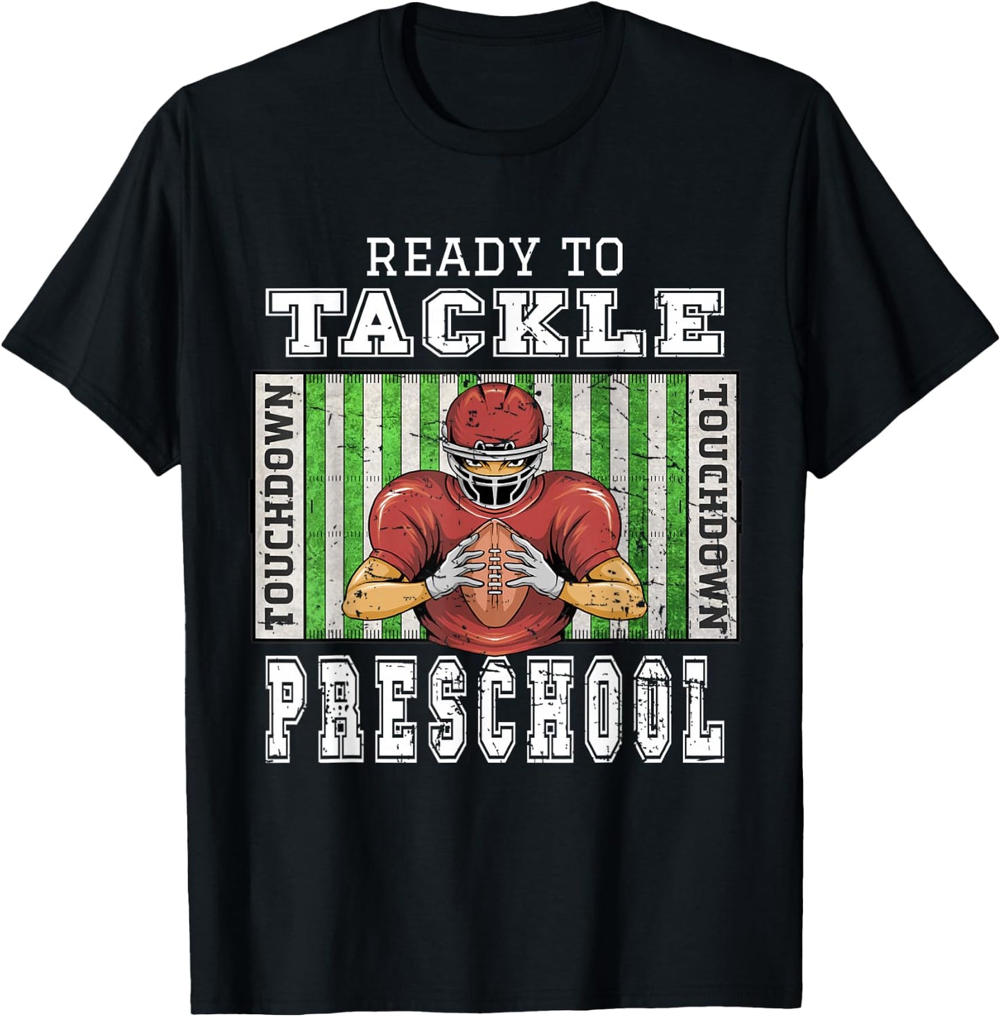 Back To School - Ready To Tackle Preschool Football Theme T-Shirt - T-Shirt | Black