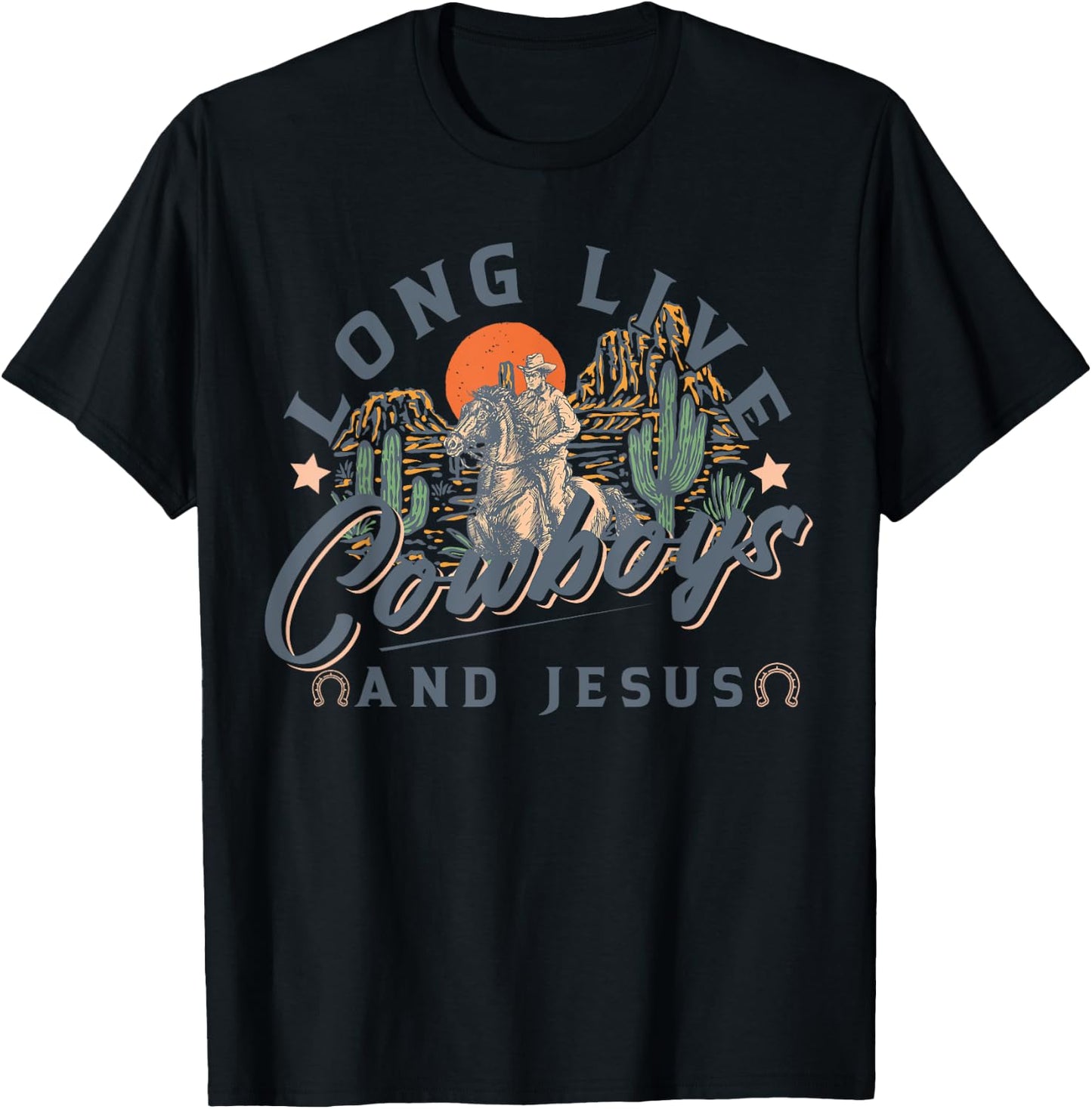 Cowboys And Jesus, Western Christian, Religious T-Shirt - T-Shirt | Black