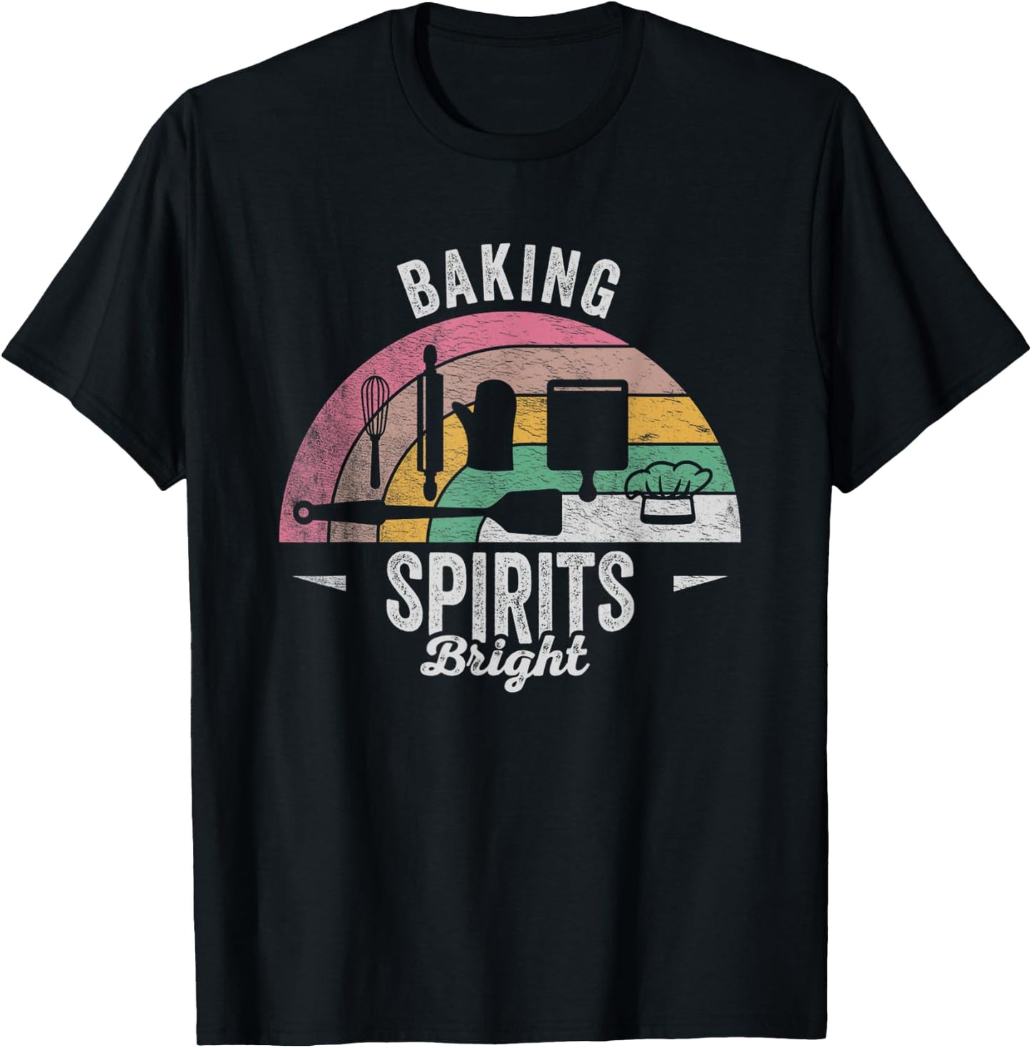 Retro Vintage Baking Spirits Bright Bakery Donut Cookie T-Shirt - T-Shirt | Black