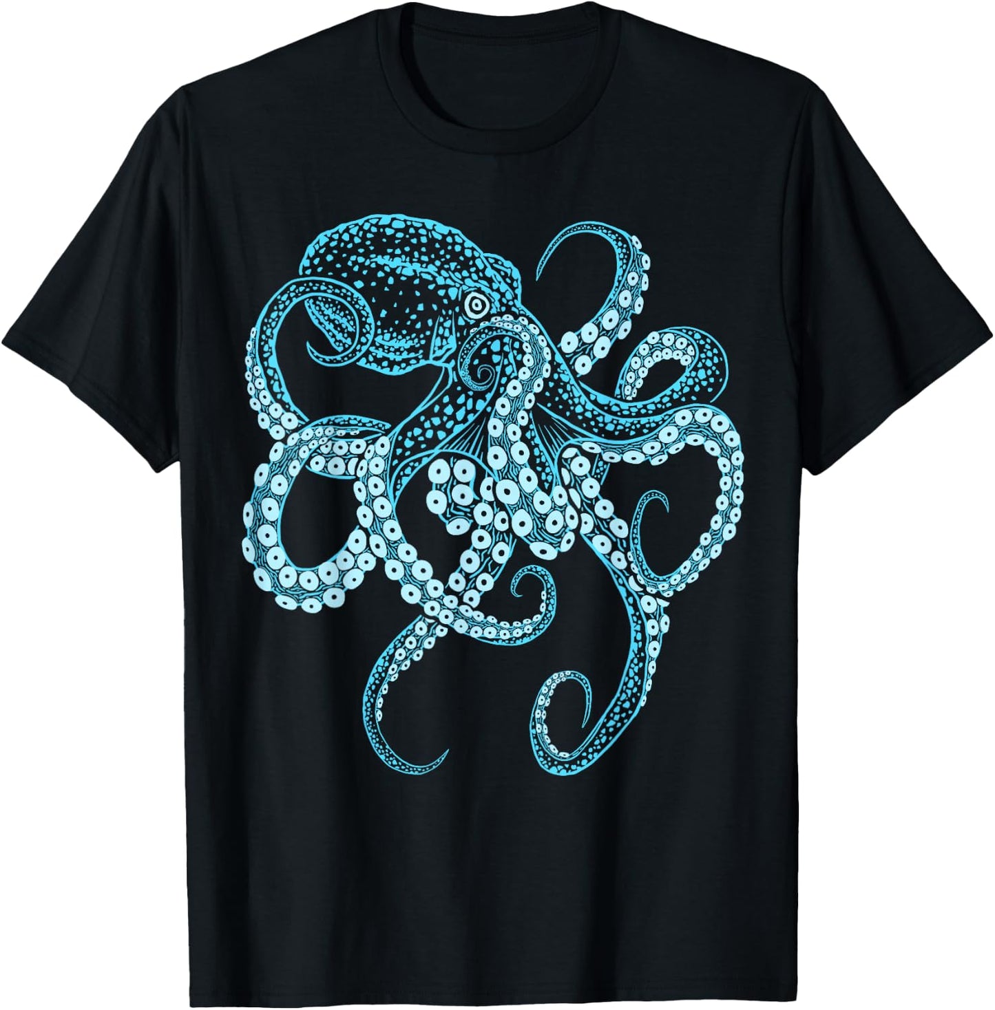 Octopus deep-sea blue kraken in combat stance T-Shirt - T-Shirt | Black