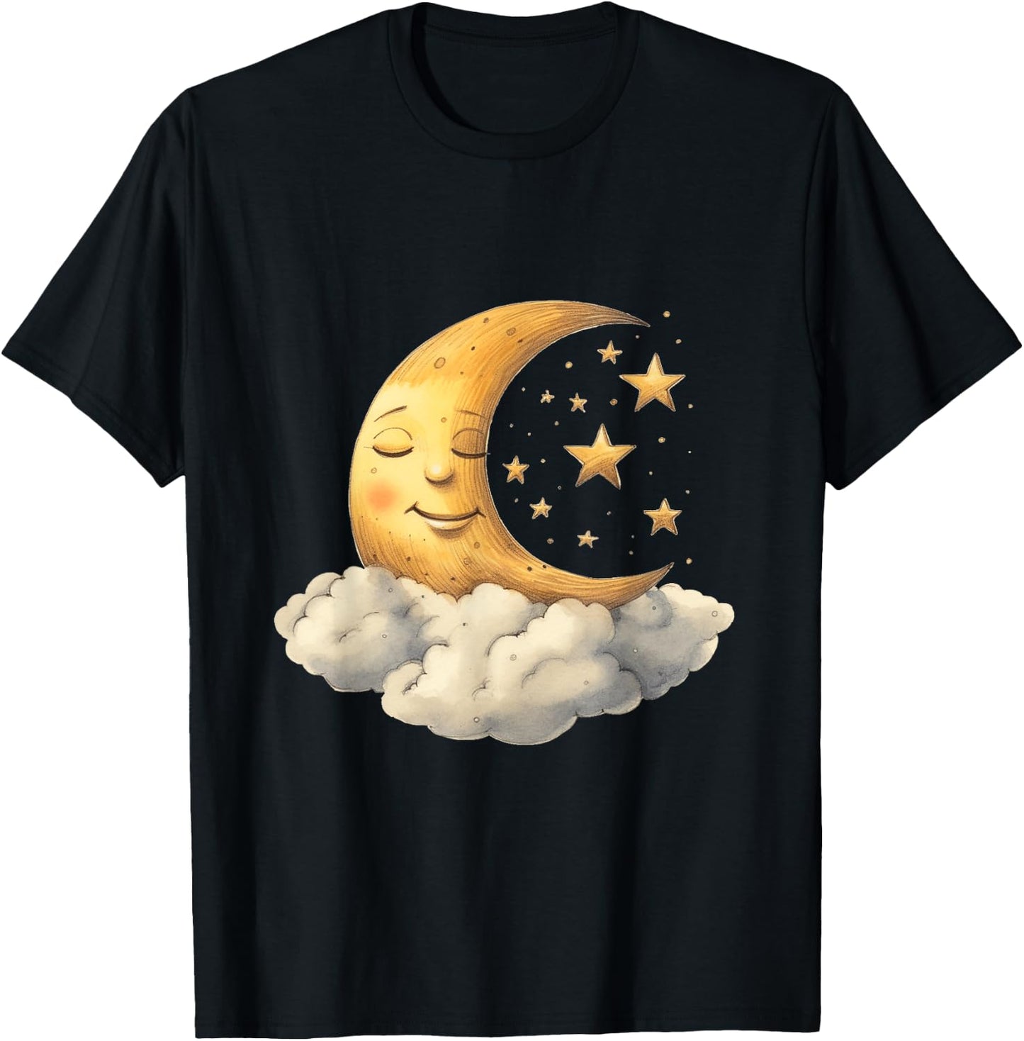 Sleepy Moon Stars Cloud Funny Pjs Pajamas Cute Kids Sleeping T-Shirt - T-Shirt | Black