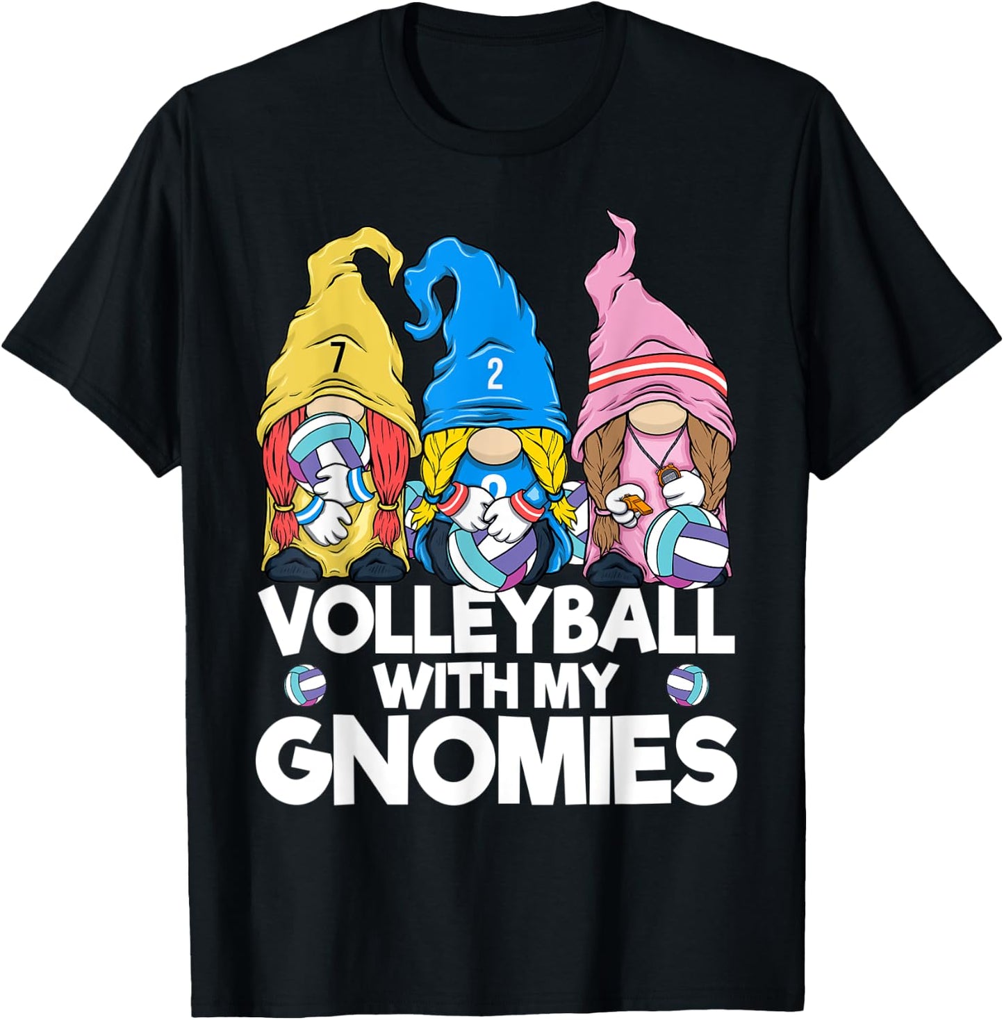 Volleyball Gnome Volleyball with My Gnomies Women Teen Girls T-Shirt - T-Shirt | Black