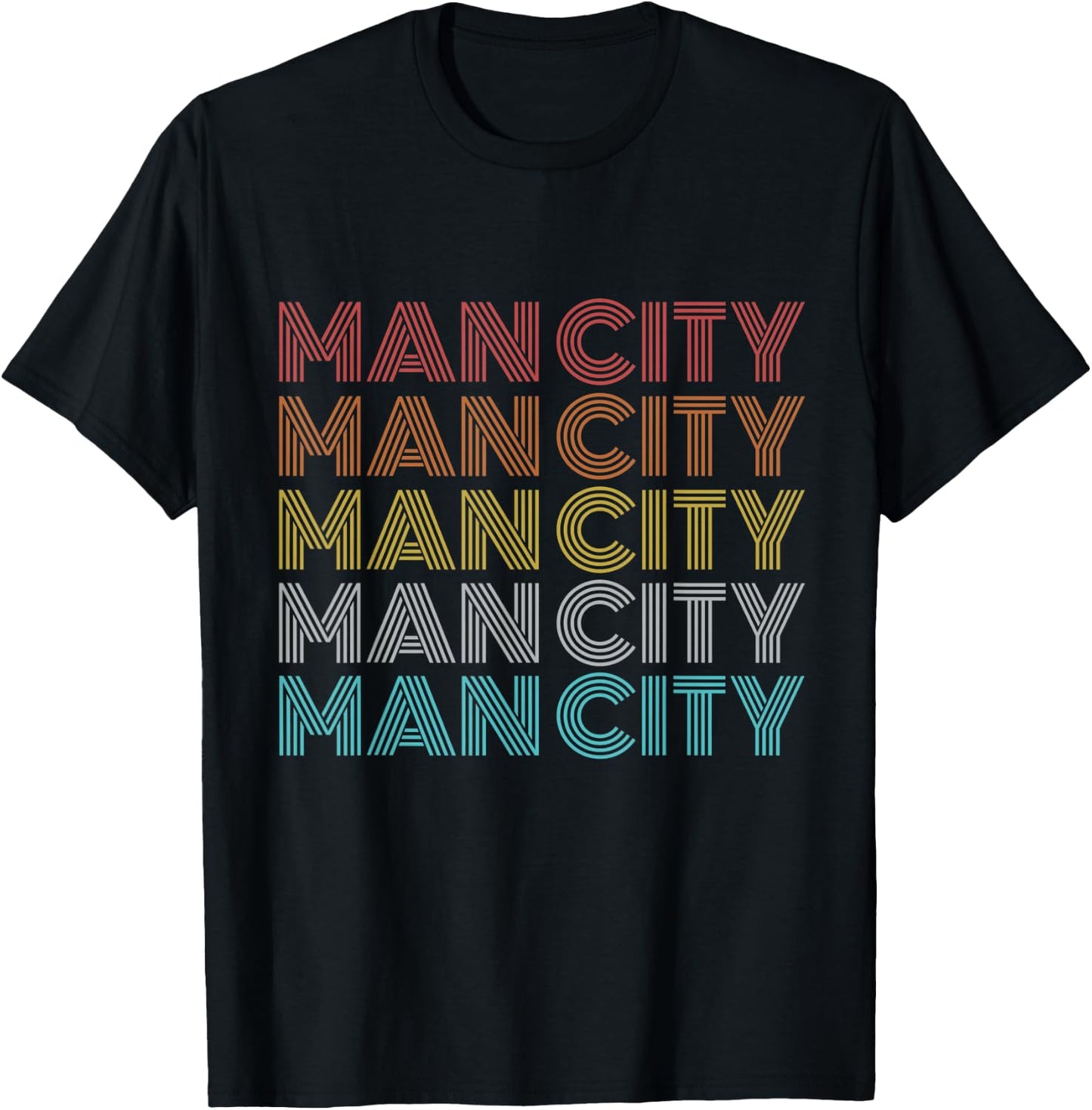 Retro Vintage Man City T-Shirt - T-Shirt | Black