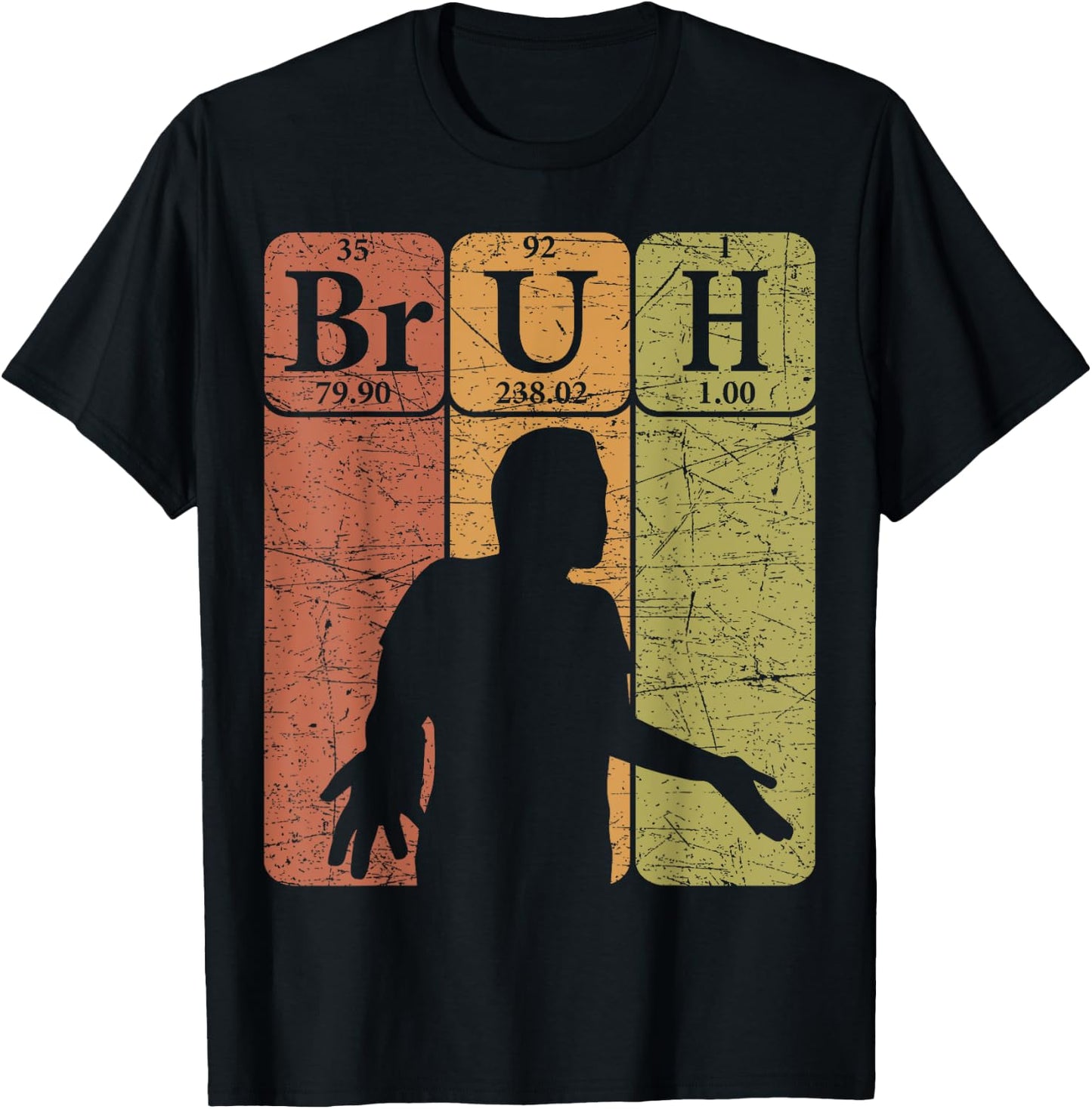 Bruh Periodic Table Elements Bro Slang Bruh Meme Vintage T-Shirt - T-Shirt | Black