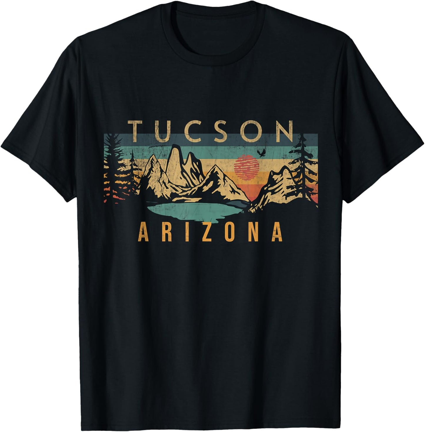 Tucson Arizona USA Outdoor Vintage Tucson -Adults, -Kids Black Short Sleeve Classic Fit Small T-Shirt - T-Shirt | Black