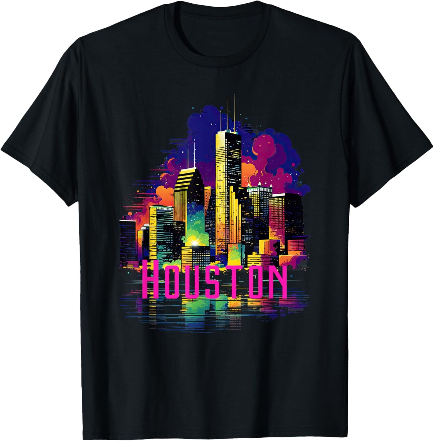 Houston Texas City Downtown Skyline Texas HOU T-Shirt - T-Shirt | Black