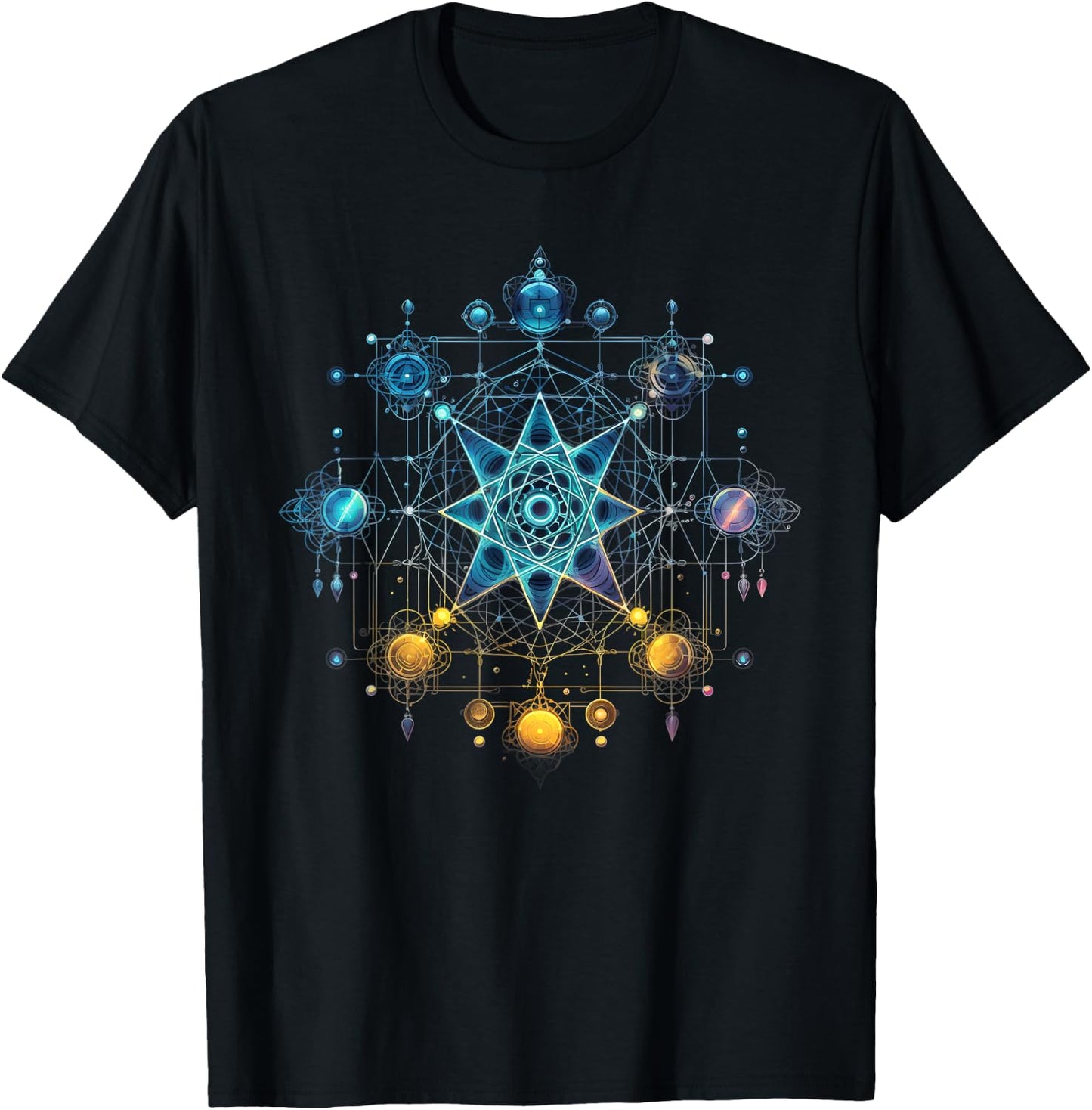 Sacred Geometry Flower of Life Metatron's Cube T-Shirt - T-Shirt | Black